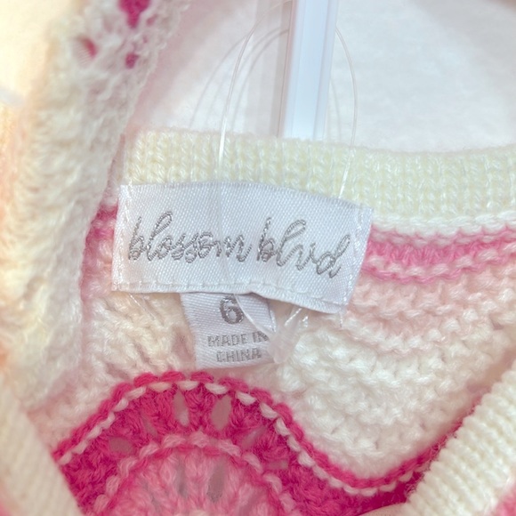 Girls Ruffled Tank Top & Crochet Shorts Pink and White Zigzag Set size 6 - Picture 6 of 7